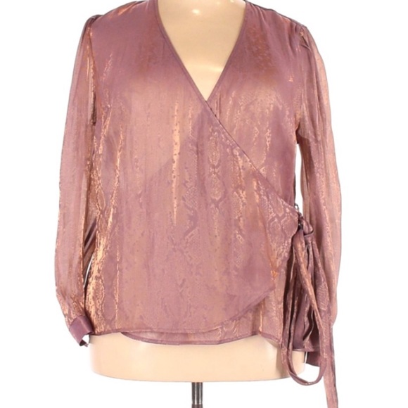 INC Ethereal mauve metallic snake wrap blouse 3X - Picture 5 of 5